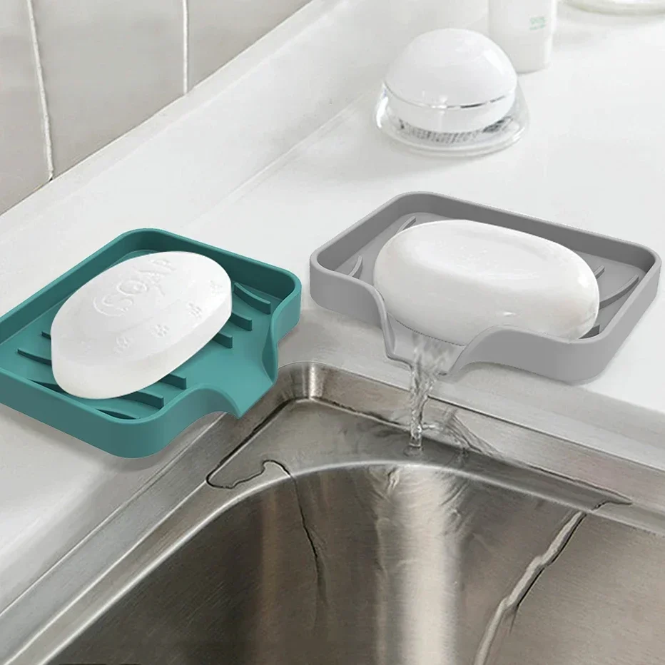 Sink Silicone Tray With drain Soap Sponge Storage Holder Countertop Sink Scrubber Brush Soap Storage Rack Kitchen Organizer