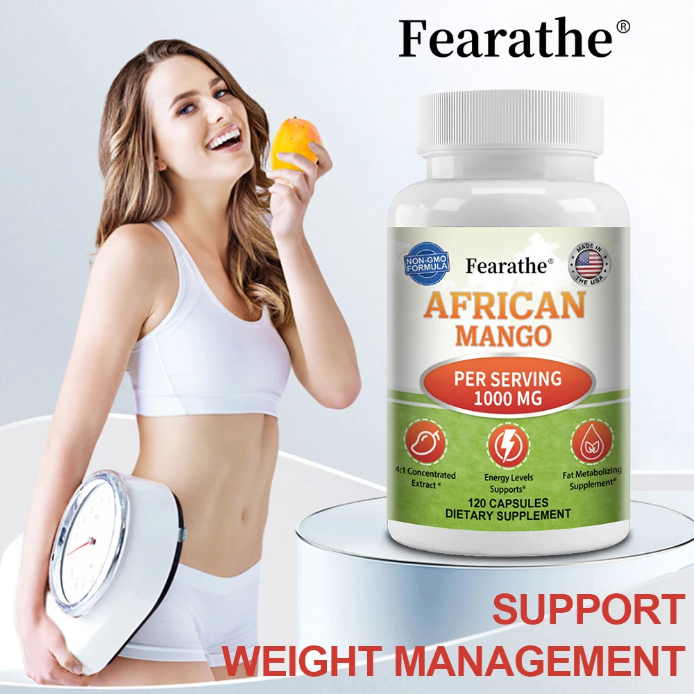 

African Mango Extract Capsules 1000mg, Daily Nutrition for Metabolism, Appetite Control, Immune System & Energy Wellness