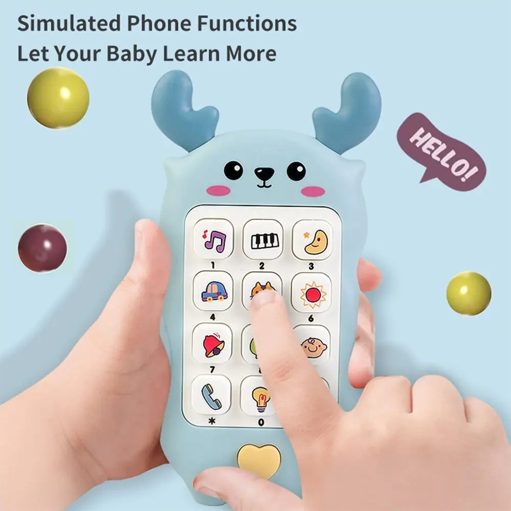 Cartoon Music Sound Baby Phone Toy with Teether Deer/Giraffe Style Telephone Sleeping Toys Early Educational Toy Gifts