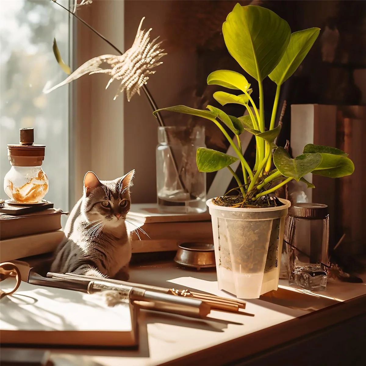 

Новые 6-дюймовые прозрачные пластиковые садовые горшки, самополивные горшки, 5 упаковок пластиковых горшков для растений с глубоким водонепроницаемостью