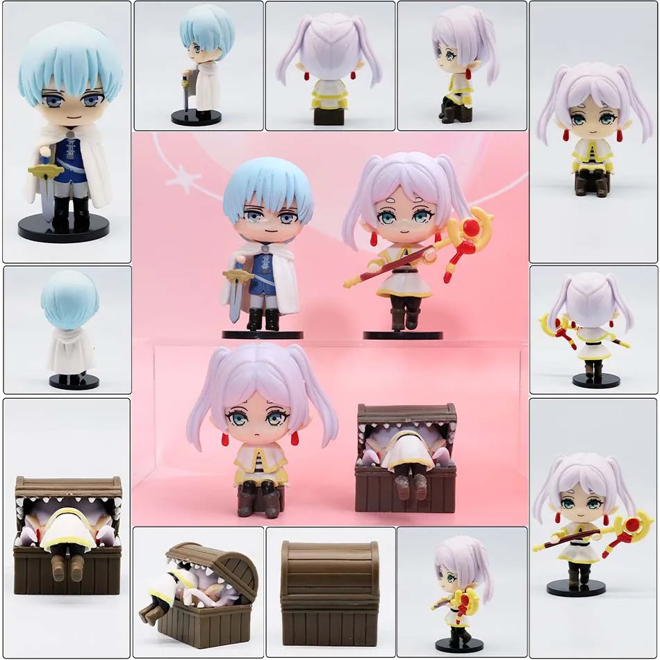 4 pçs frieren: além do fim da jornada anime figura sentada samambaia figuras de ação frieren macarrão rolha figura coleção modelo brinquedos