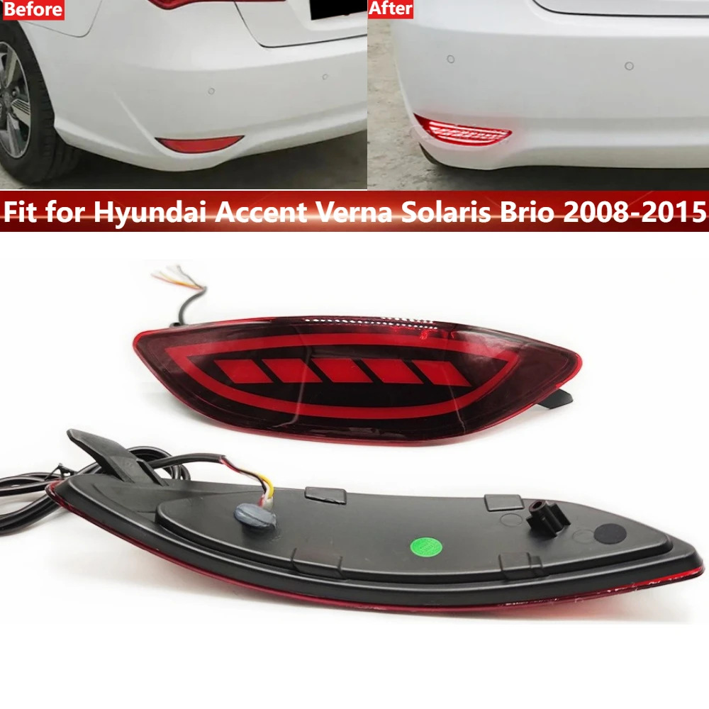 

2Pcs/set LED Rear Bumper Lights Reflector Dynamic Turn Light For Hyundai Accent Verna Solaris Brio 2008-2015