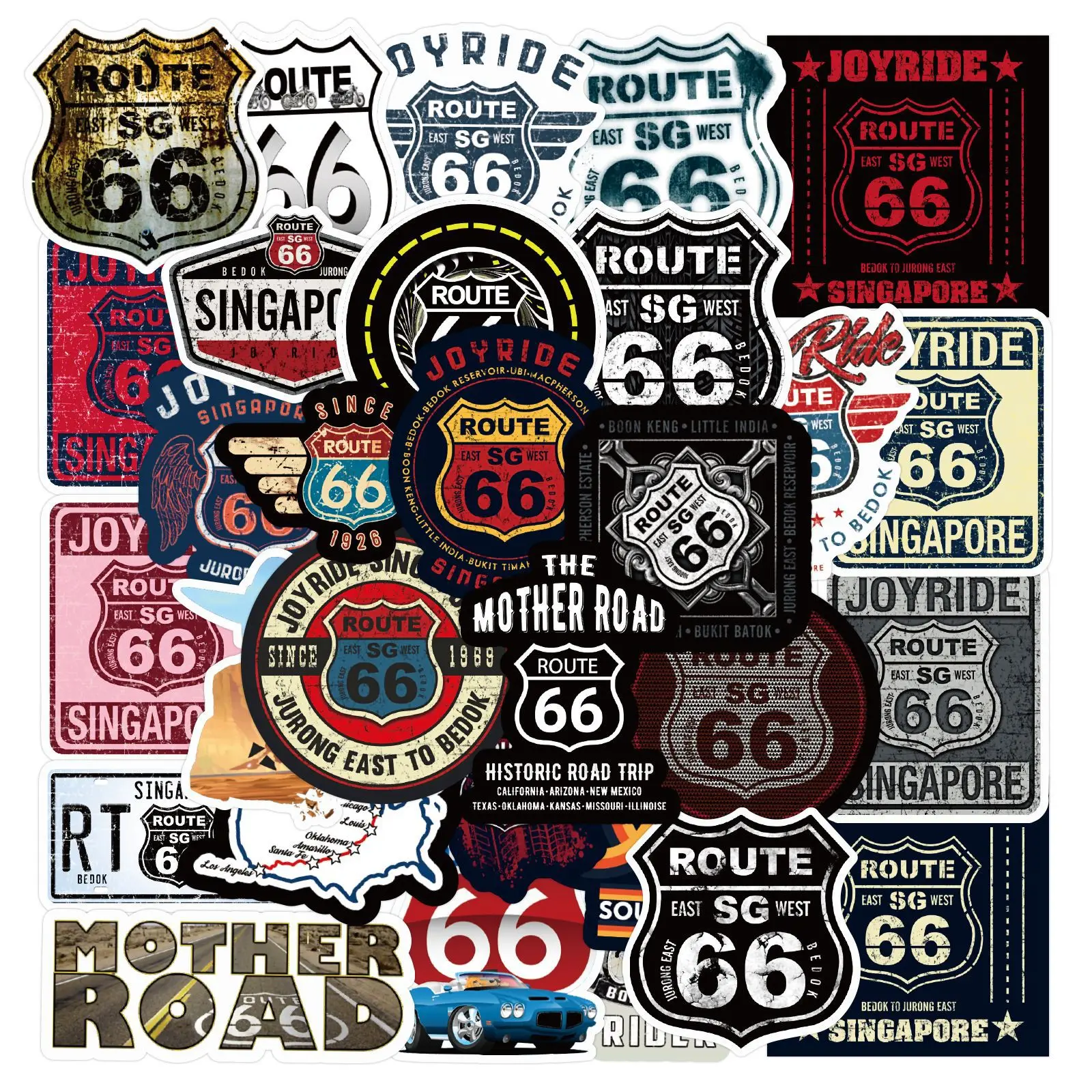 

10/50PCSins Style American Route 66 Road Sign Graffiti Digital Decoration Waterproof Sticker Kids Toy
