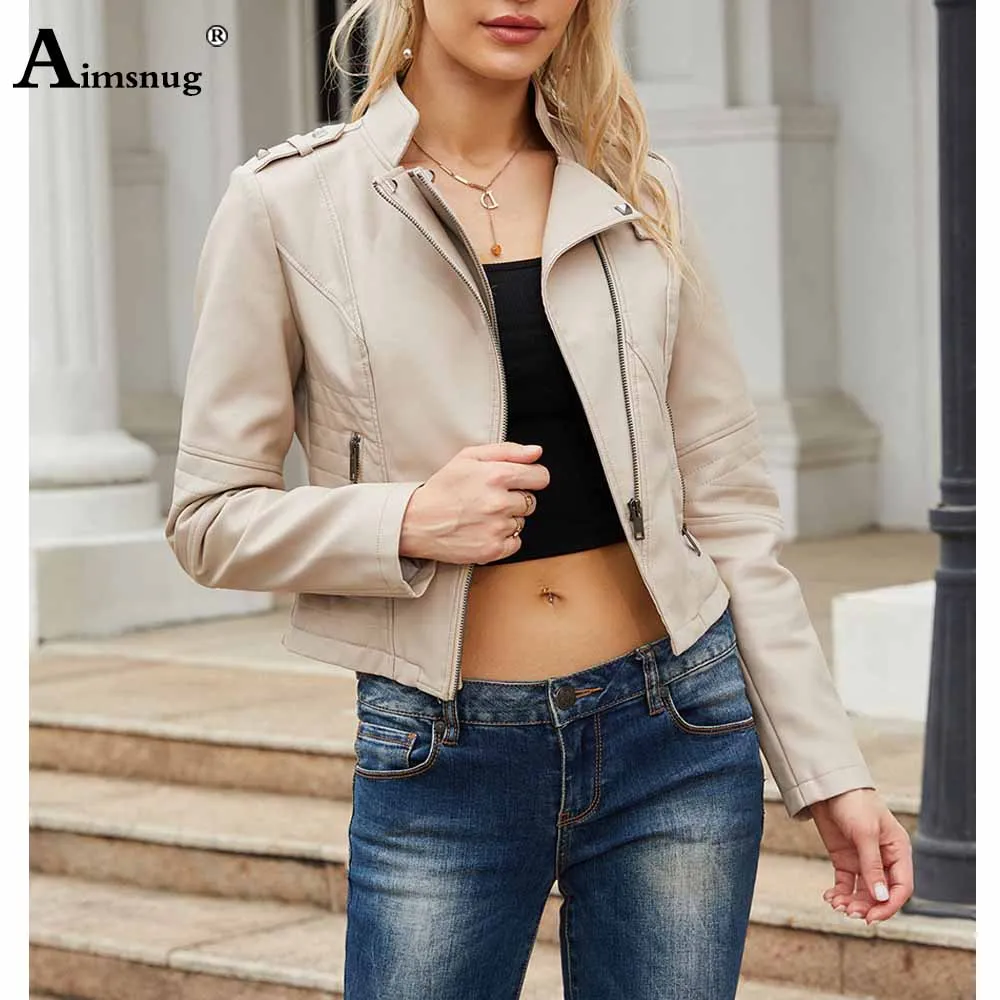 2025 Spring Autumn Faux Pu Leather Jackets Plus Size Women Fashion Top Outerwear MotorCycle Coats Apricot Black Short Jacket New