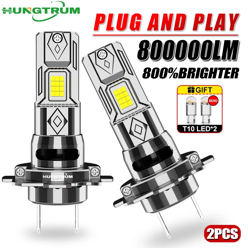 

2Pcs H7 LED Headlamp 800000LM 800% Brighter Than Halogen Wireless Led Headlight 6000K Plug And Play With Fan Car Auto Light 12v