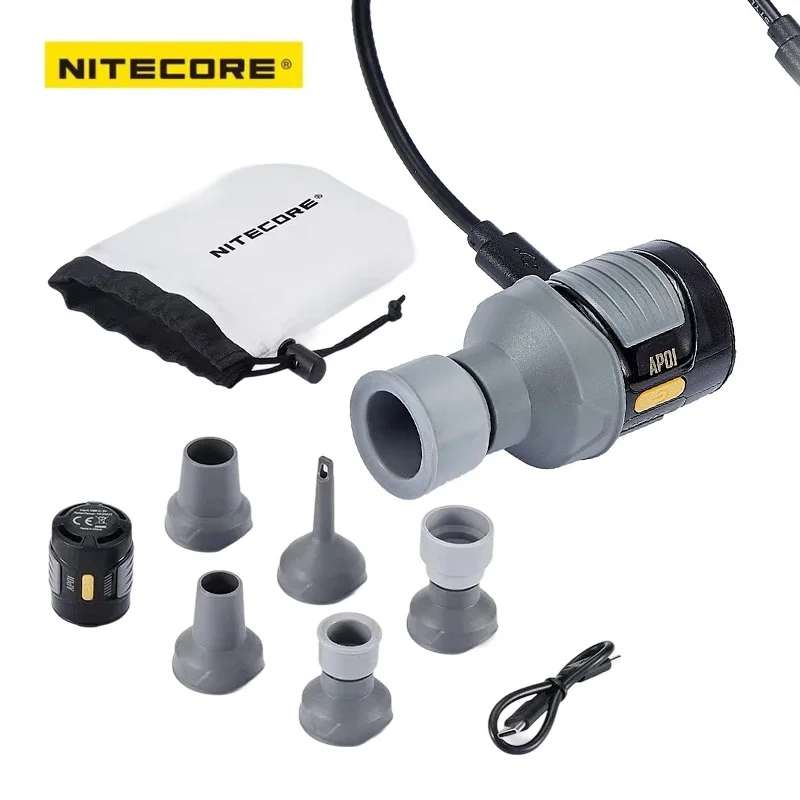 NITECORE AP01 Ultra Lightweight Portable Air Pu 22g USB-C Powered Inflation and Seflation  for Ultralight Outdoor Adventures
