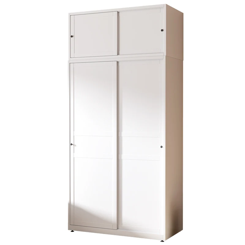 Nordic Quiet Aesthetic Wardrobes Orgnizer Women White Bedroom Wardrobes Sliding Door Metal Kleiderschrank Furniture Home