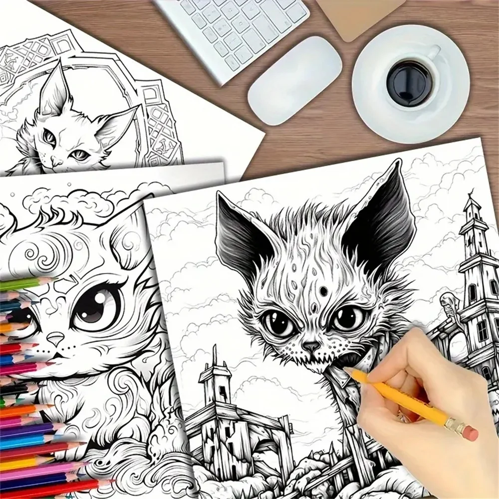 1pc Art Coloring Book 22 Page Coloring Books Gift For Birthday Party Relieve Stress Kill Time Graffiti Painting Drawing Art Book