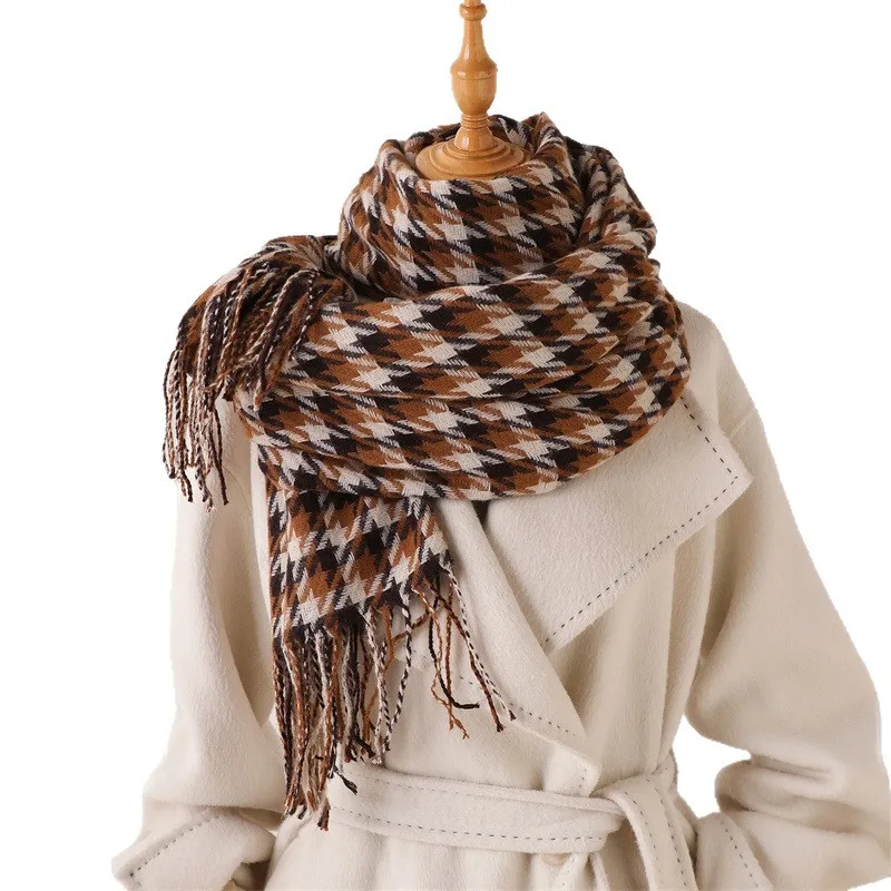 Scottish styleWarmer Scarf For Women Winter Tassel Pashmina Shawl Fashion Long Warps Autumn Elegant Ladies Blanket view 5