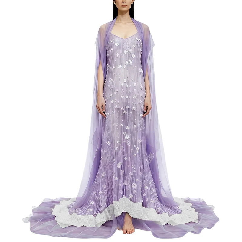 1yard Verticale Gestreepte Bloemen Pailletten Geborduurde Tule Mesh Stof Banket Jurk Prestaties Kostuum Trouwjurk DIY Naaien