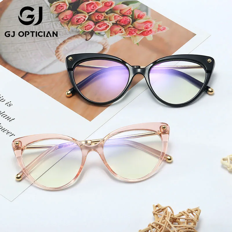 

GJ OPTICIAN Punk Style Plastic Titanium Optical Prescription Glasses Women Anti Blue Light Reading Progressive Myopia Glasses
