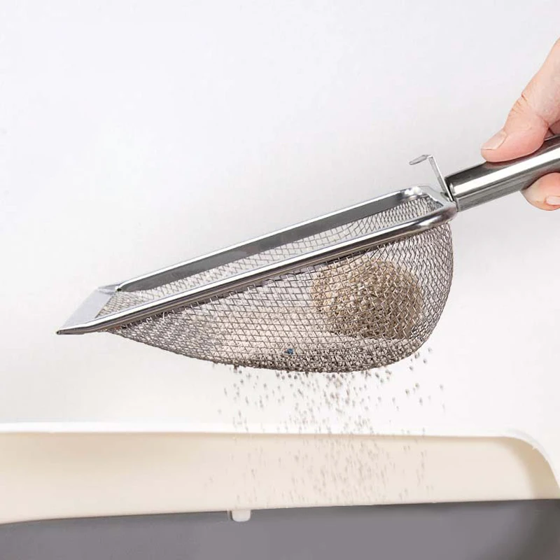 Stainless Steel Mesh Cat Litter Scoop Durable Litter Cleaner Corner Shovel Litter Shovel Pet Cleaning Tool Cat Supplies