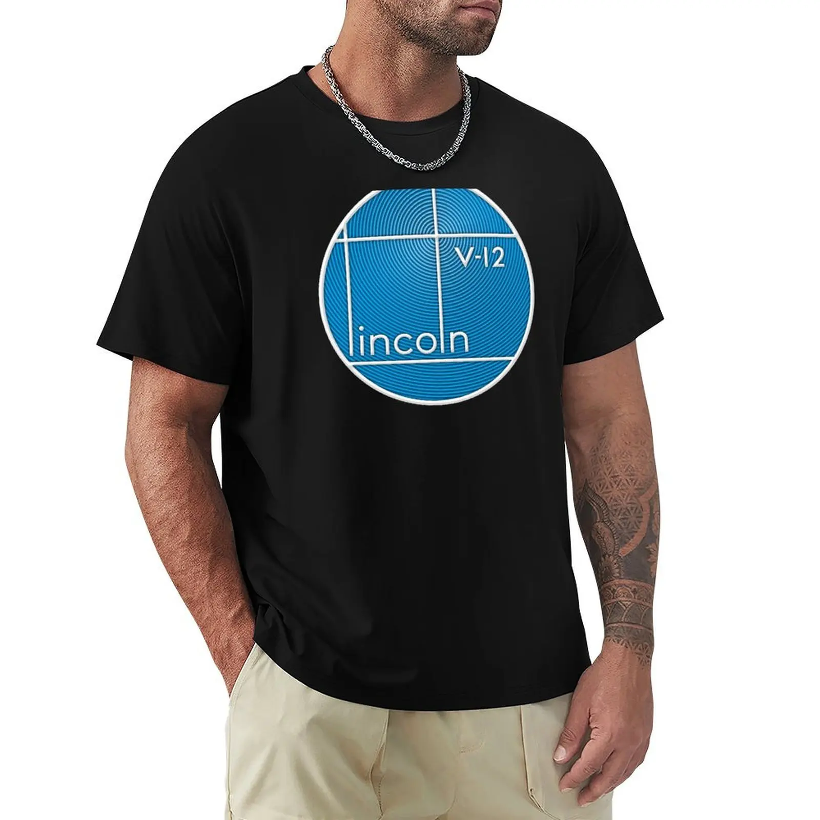 

Vintage Lincoln V-12 emblem T-Shirt Basic Simple Casual Short Sleeve Tee