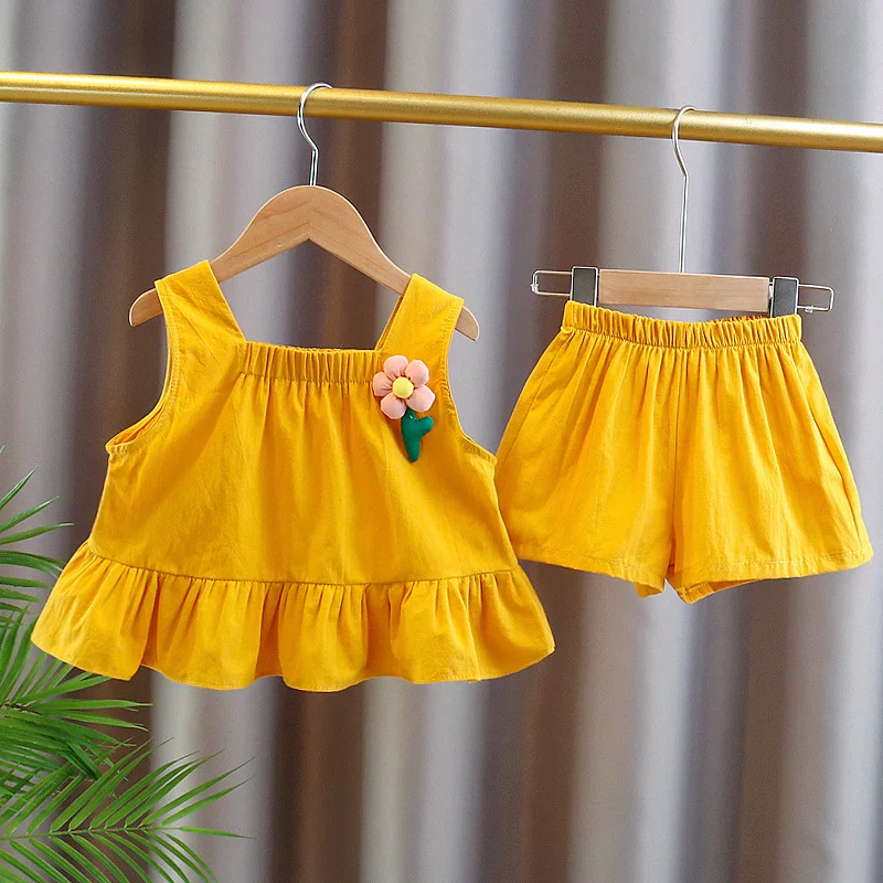 

Girls Clothing Sets Summer 2023 Children Cotton Shirts Dress Shorts 2pcs Beach Suit For Baby Girl 1-4 Years Costume Kids Outfits