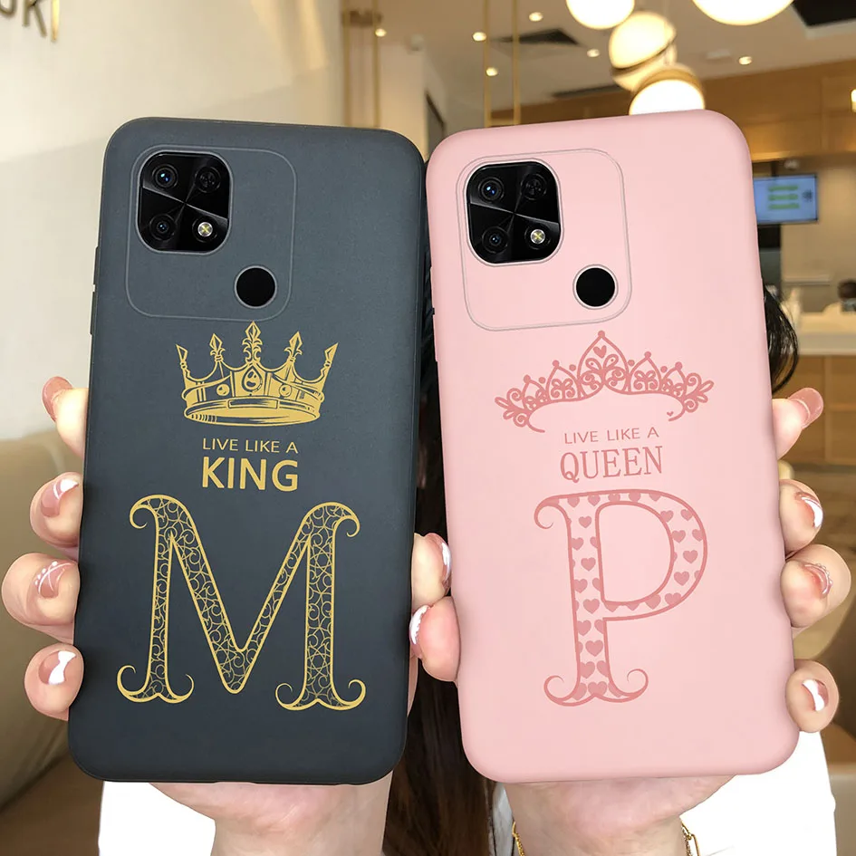 Phone Cover For Xiaomi Redmi 10C 4G New Case Luxury Atmospheric Graceful Crown Pattern Letters Silicone Back Cover For Redmi 10c