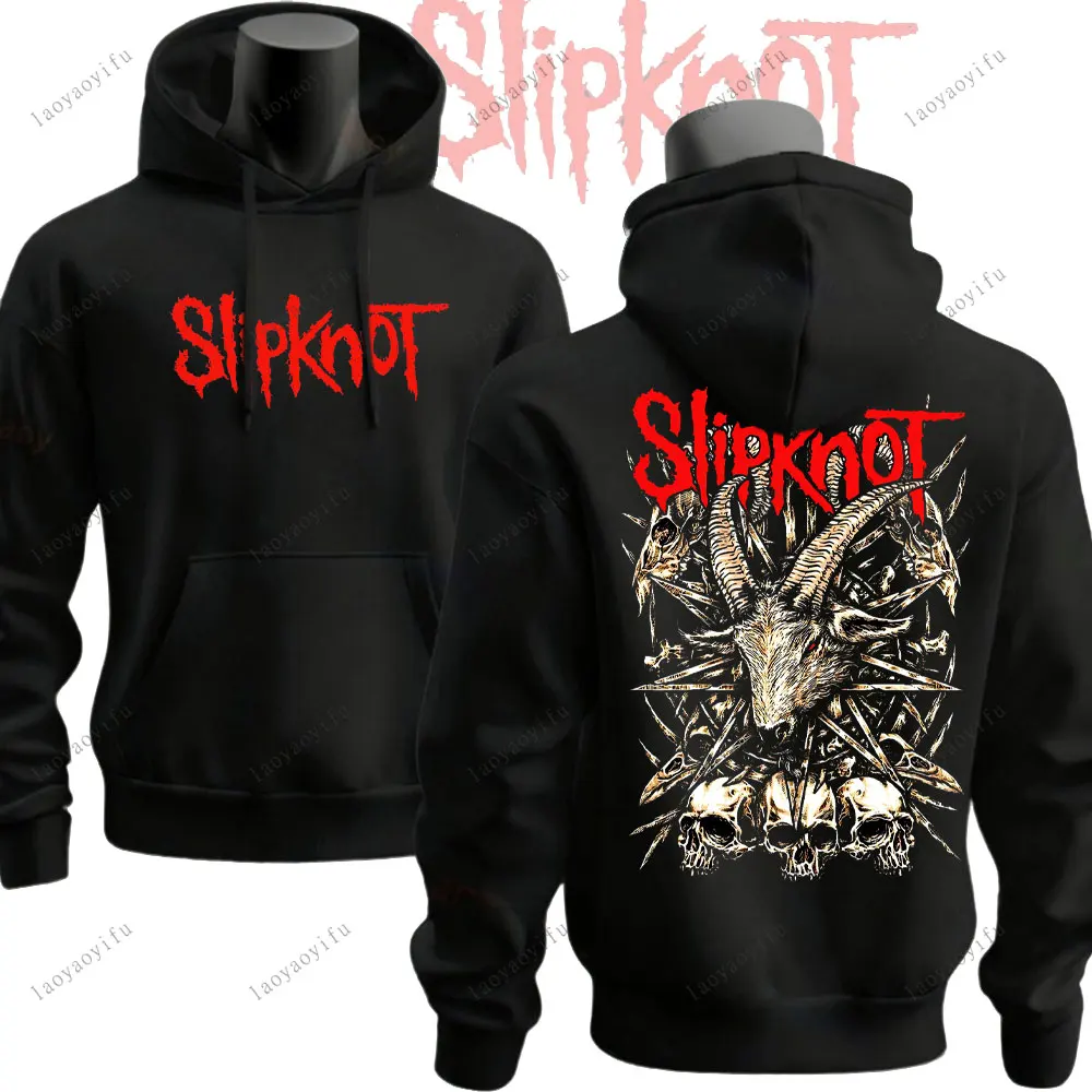 Invierno Vintage Slipknots Prepare for Hell Tour sudaderas con capucha negras Heavy Metal Rock Band hombres Hip Hop sudadera estética ropa de hombre