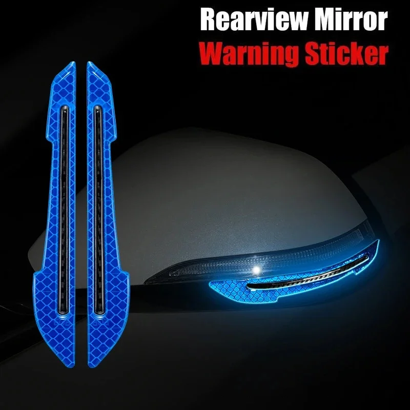 2pcs Car Rearview Mirror Reflective Stickers Decals Auto Styling Night Driving Safety Warning Door Tail Reflector Markers