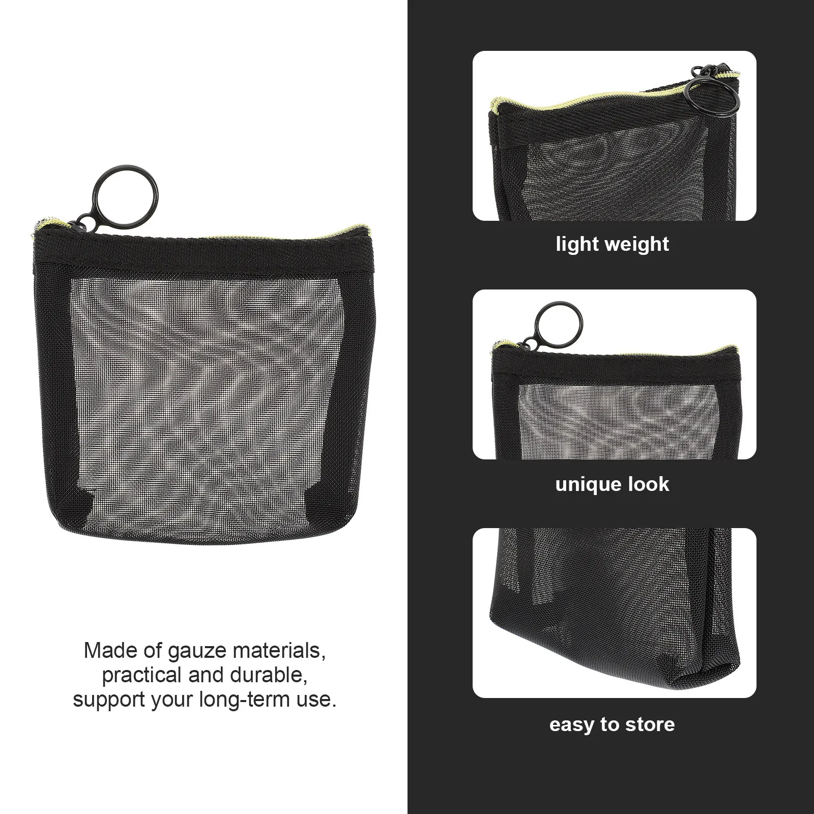 4Pcs Mesh Makeup Bags Multipurpose Gauze Storage Bags Travel Toiletry Organizers Portable Zipper Wash Pouches for Home
