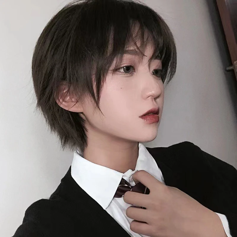 Gold Grey Fashion Boy Short Hair 2D Anime Cosplay Wig Stage Performance Masquerade Festival Party High-temperature Silk Full Wig