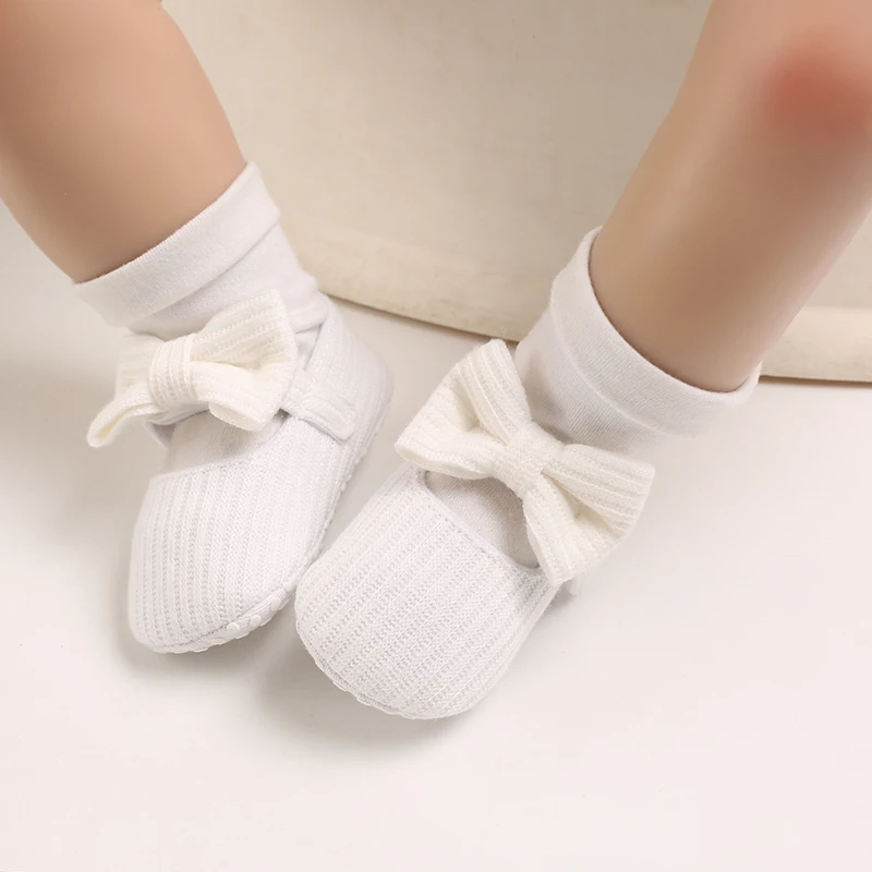 0-18M Baby Girl Princess Mary Jane Flat Shoes Preschool Soft Sole Wedding Dress First Walker Non slip Bow Walking Shoes