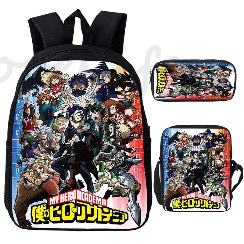 Nowość My Hero Academia Plecak 3szt/zestaw Trwały Student Bookbag Boku No Hero Academia Torby szkolne Chłopiec Dziewczyna Plecaki z miękkim oparciem