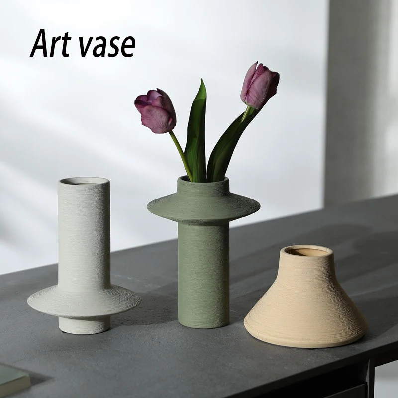 Simple Style Ceramic Vase Wabi-Sabi Bedroom Entrance Living Room Decorated with Flower Vases Holiday Decoration Gift Wholesale