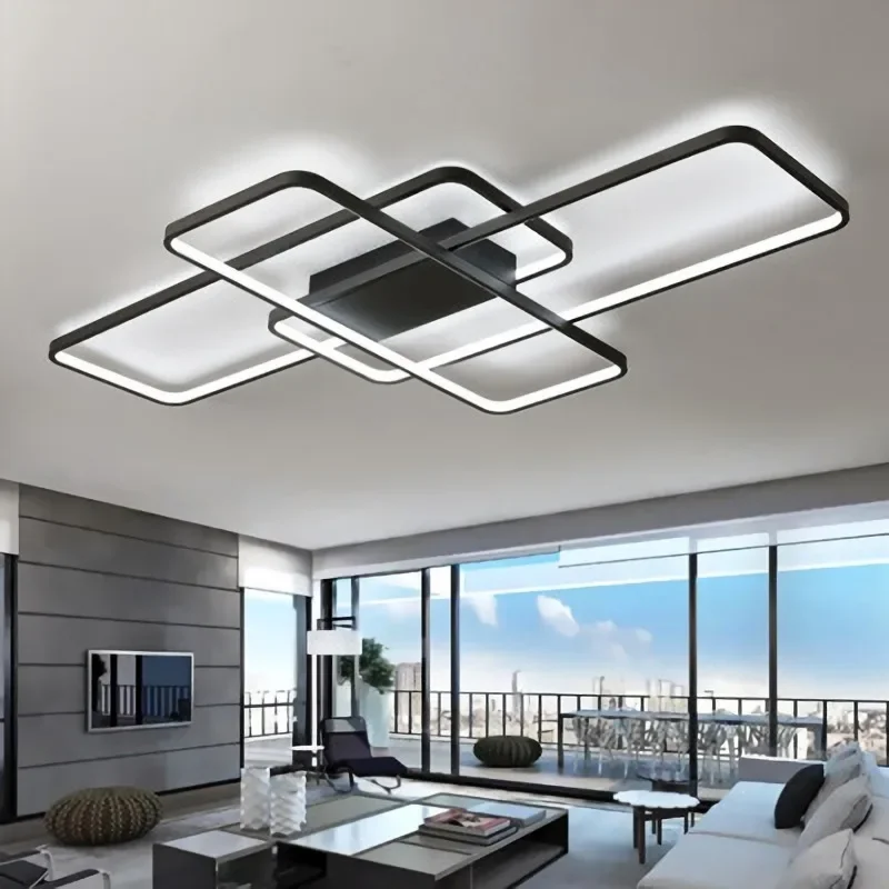 Imagem -03 - Nordic Square Led Ceiling Lights Sala de Estar e Jantar Cozinha Tabelas de Comida Lâmpada do Quarto Home Decor Lusters Luminária