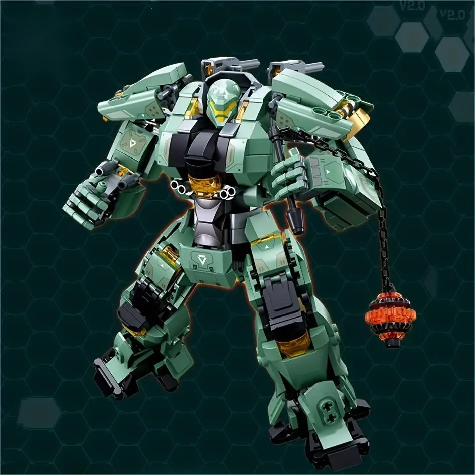 Green Warrior Robot With Chain Hammer-The Ultimate Building Blocks Toy  542pcs  toy gift