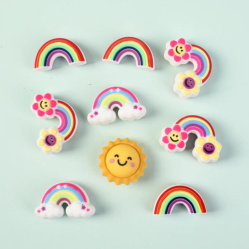 4Pcs Weather Silicone Focus Beads - Sun/Rainbow/Clouds Jewelry Making For DIY Necklace Bracelet Earrings Keychain Craft Accessor