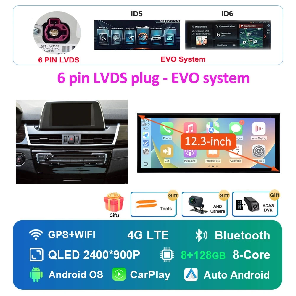 Autoradio Android 16 Multimedia Speler 4G voor BMW 2 Serie F45 F46 2014 - 2018 NBT EVO Systeem Ultradunne ScreenGPS Navigatie