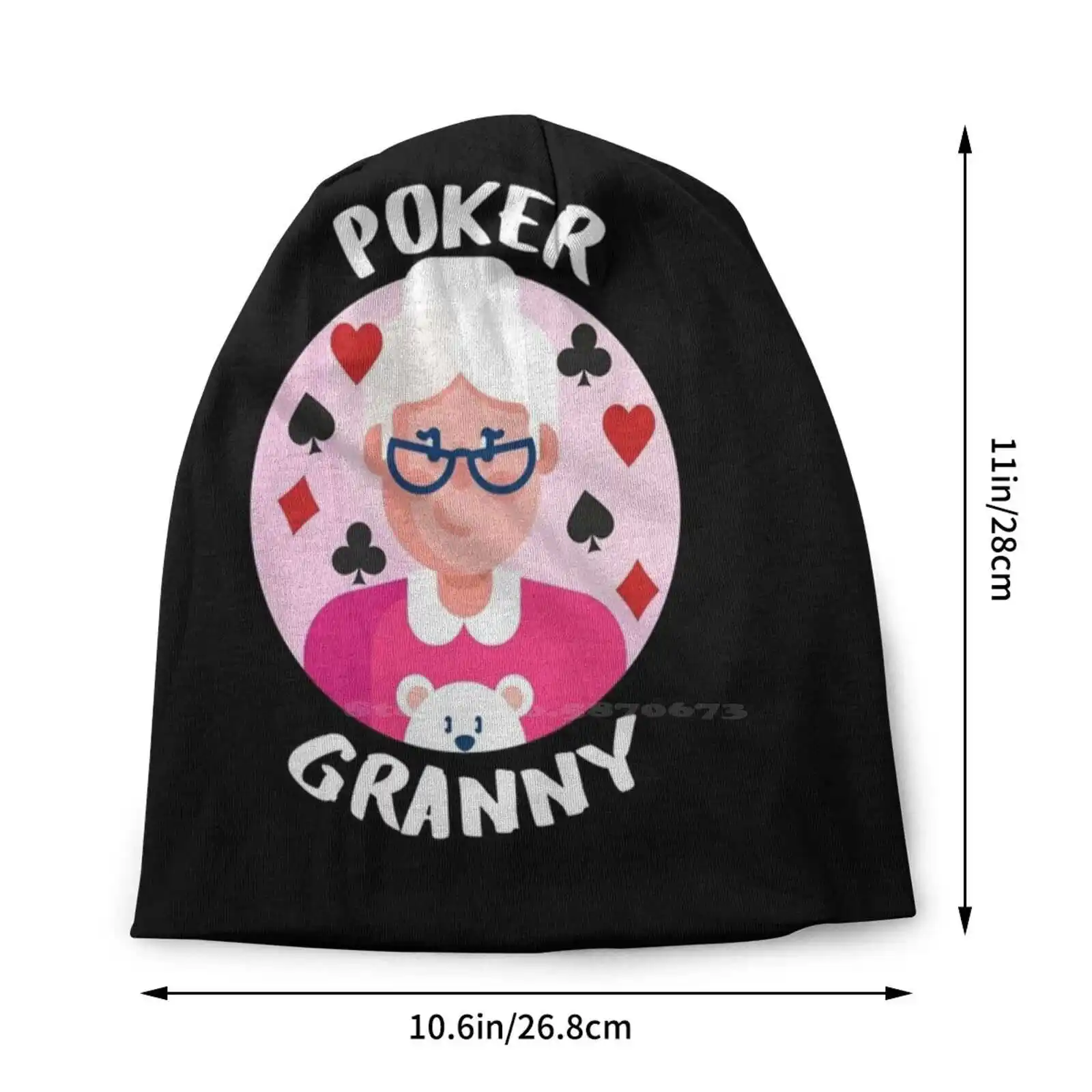 Poker Granny | I Love Poker | Grandma Playing Poker Knitted Hat Warm Beanie Outdoor Caps Erkatees Poker Poker Weekend Poker