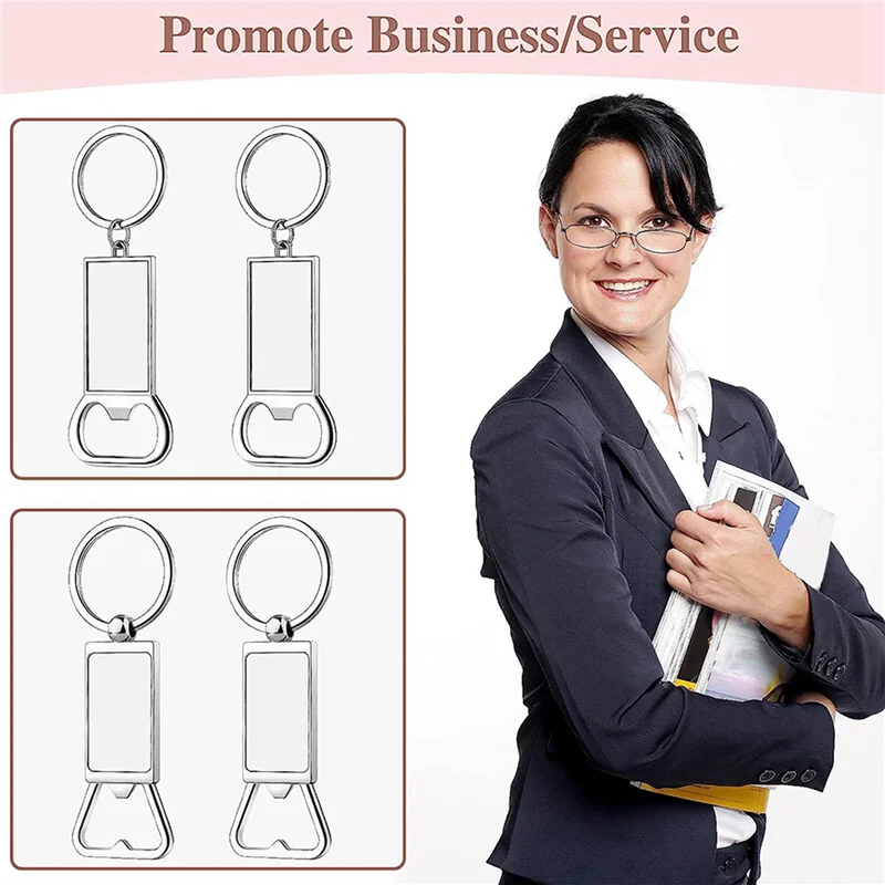 ABUL-60PCS Sublimation Blanks Keychains Metal Bottle Opener Blank Key Rings Gift For Your Boyfriend, Husband, Father