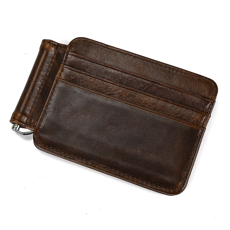 Clip Purse Small Men's Leather Money Clip Wallet With Coin Pocket Card Slot Cash Holder Male Bag Magnet Hasp Purse For Man Women