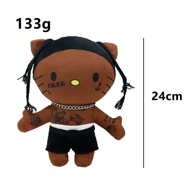 Sanrios Funny Cartoon Taylor Swift Eras Tour Hello Kitty Black Leather Plush Doll Anime Kawaii Toy Ornament Couple Surprise Gift