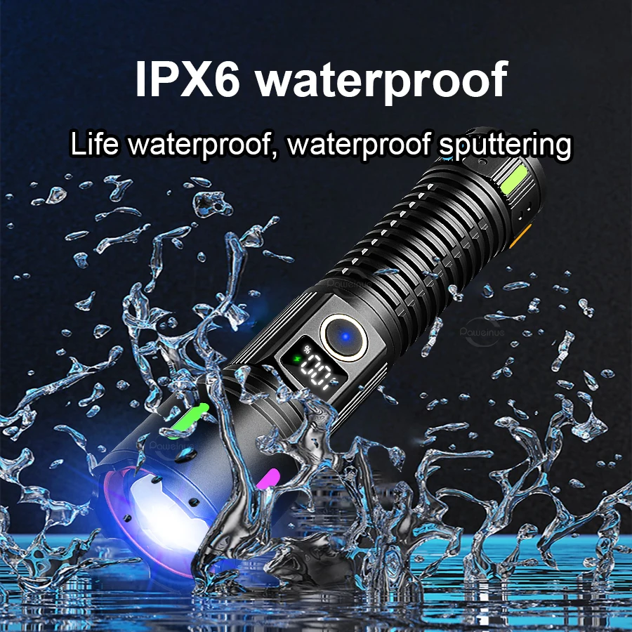 Strong Light LED Flashlight 1500000LM Super Bright Lantern Long Range Torch High Power Rechargeable LED Flahslights Camping Lamp