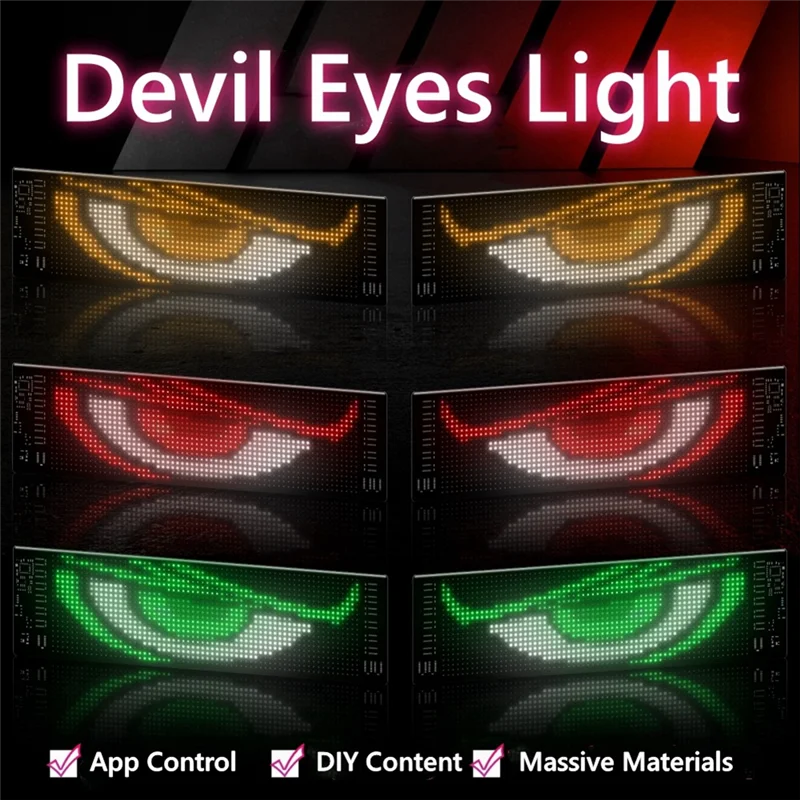 

Classy-2PCS Windshield Devil's Eyes Bliking Flashing LED Eyes On The Windshield Truck Window LED Screen For Car
