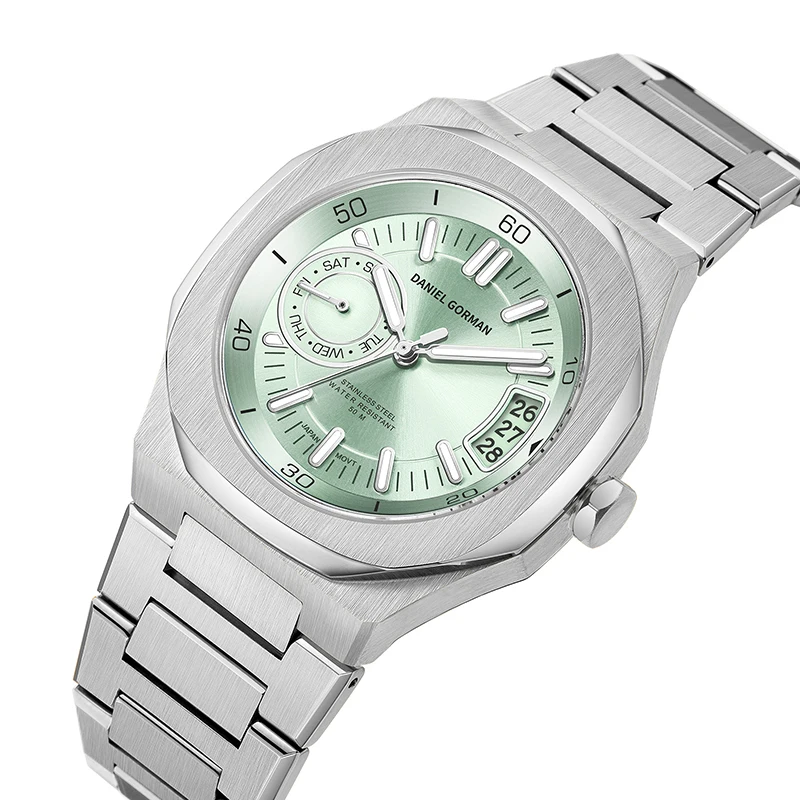 Daniel Gorman Men's Quartz Watch Japan Movement Day Date Display 50M Waterproof Stainless Steel Bracelet Versatile Wristwatch