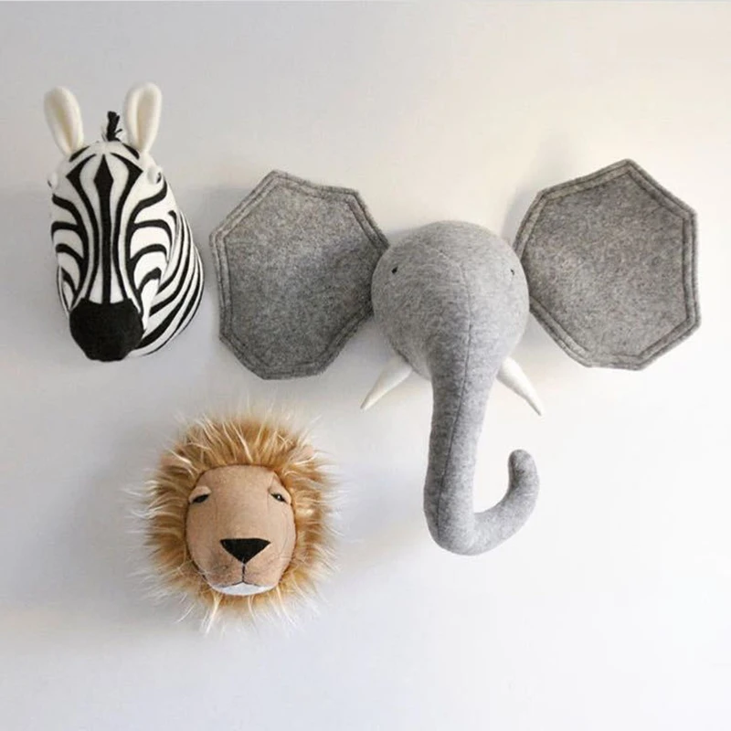 Cartoon Elephant Head Hanging Decorations INS Nordic Hand Made Kids Room Decor Cotton Weaving Animal Ornaments regali di natale