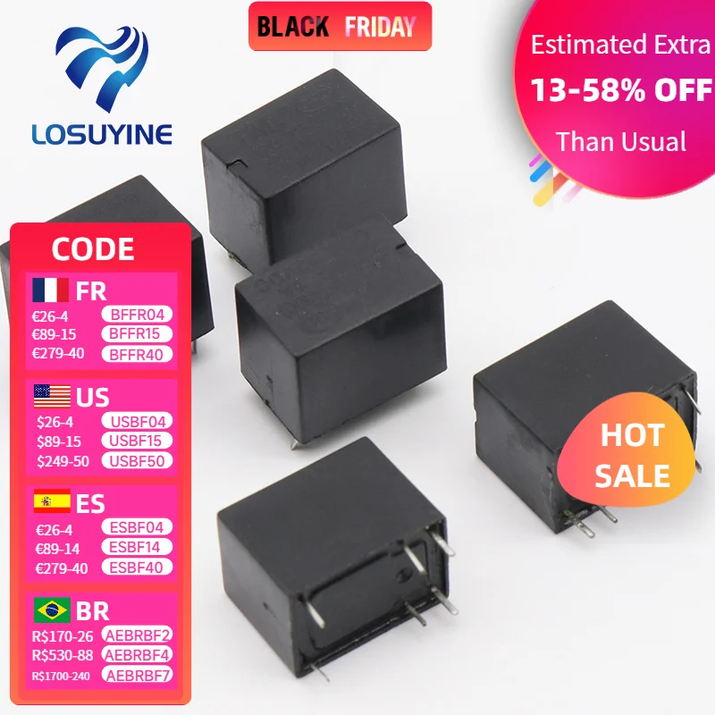 

20pcs Miniature PCB relay 6 pins mini relay DC 3V 5V 9V 12V JRC-21F 4100 relay switch