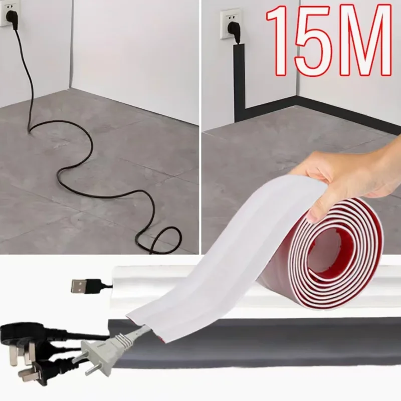 Cable Cover Protector PVC Self-Adhesive Wire Protection Strip Wear Resistant Prevent Trip Wall And Floor Wire Organizer For Home