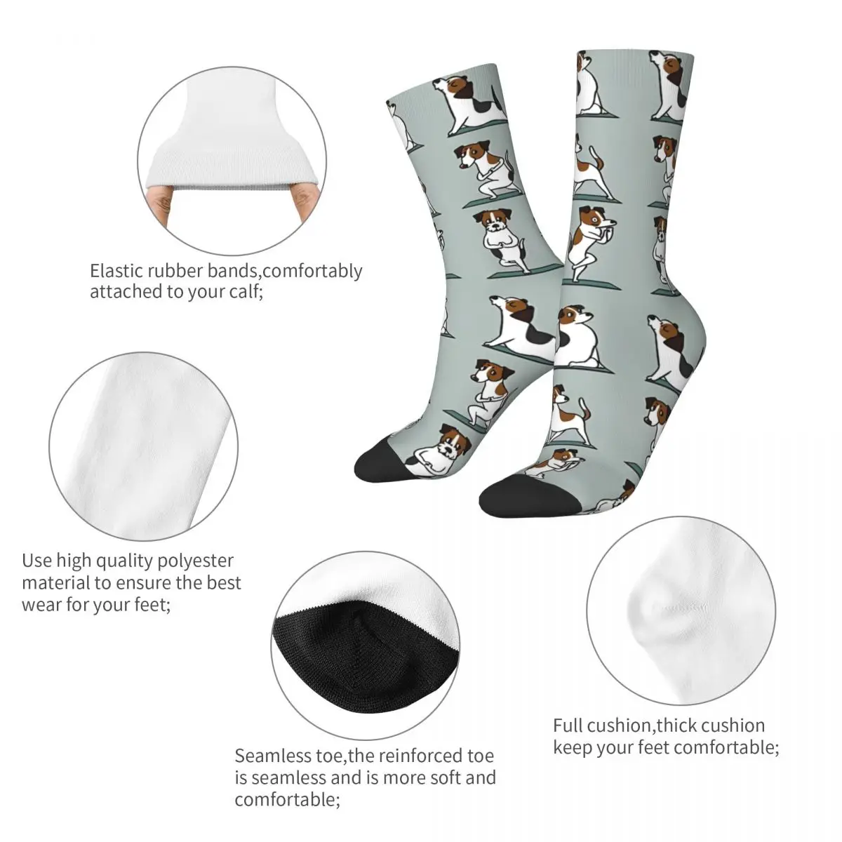 Funny Crazy Jack Russell Terrier Yoga Sock for Men Hip Hop Vintage Gym Happy Quality Pattern Printed Boys Crew Sock Casual Gift