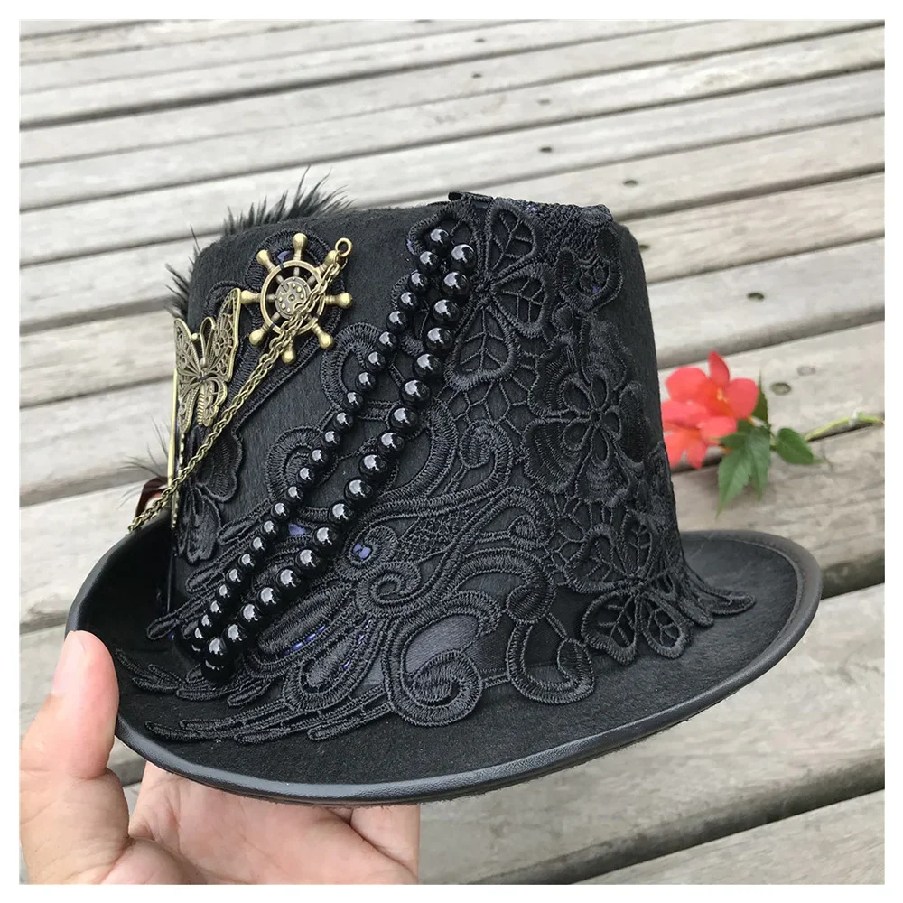 New New Fashion Men Women Handmade Steampunk Top Hat Magic Hat Bowler Hat Top Hat Size 57CM Steampunk Hat