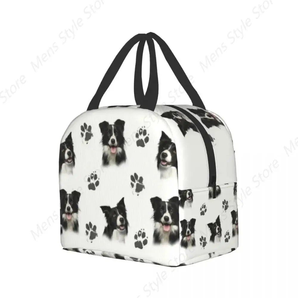 Custom Border Collie Lunch Bag Women Thermal Cooler Insulated Lunch Boxes for Kids School Children Fruit Fresh Storage Bag