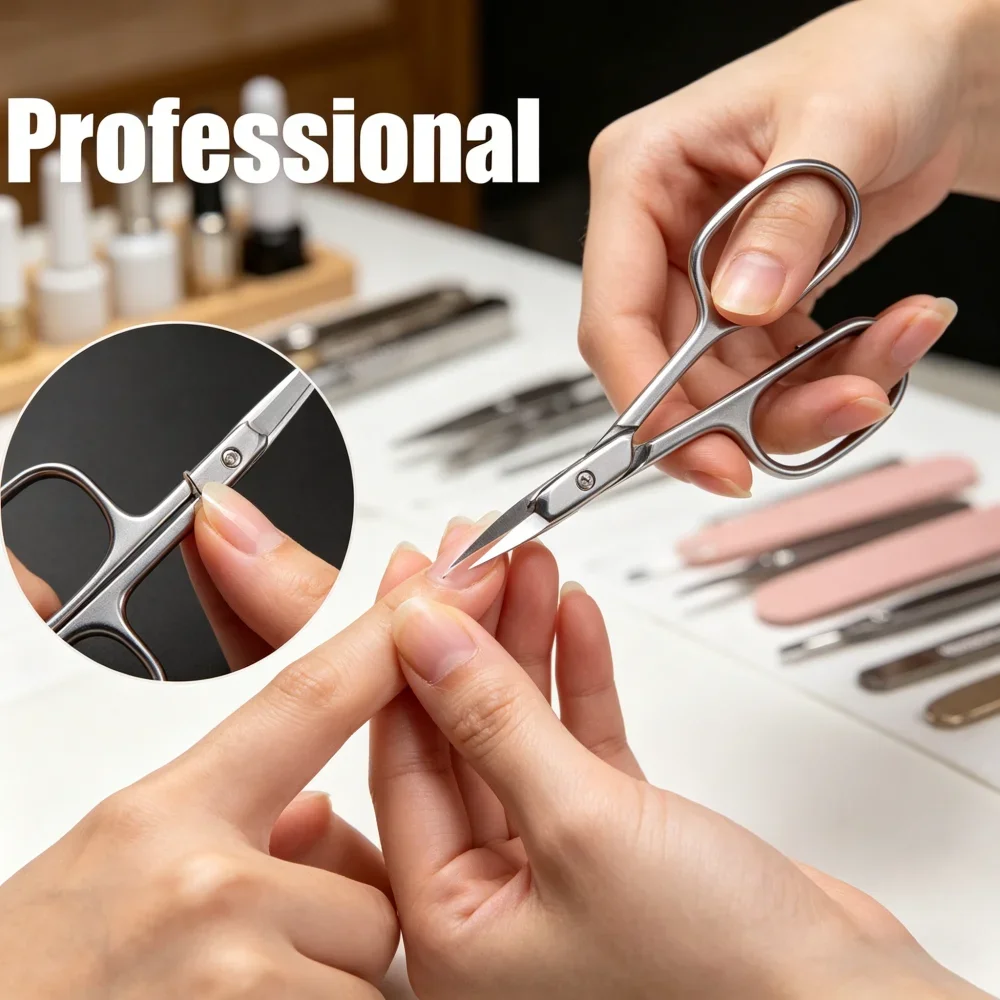 

Curved Blade Cuticle Scissors Stainless Steel, Compact Multi-use Manicure Scissors for Eyebrow Eyelash Dry Skin