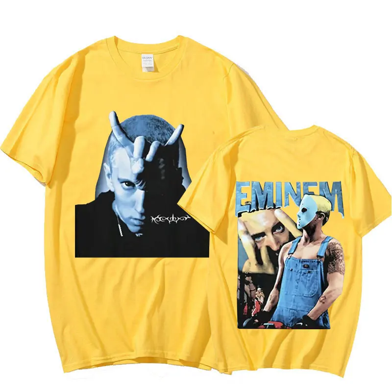 Hip Hop Rapper Eminem Slim Shady T-shirts Vintage High Street T Shirt Men Women Harajuku Tee Shirt Oversized Streetwear Unisex