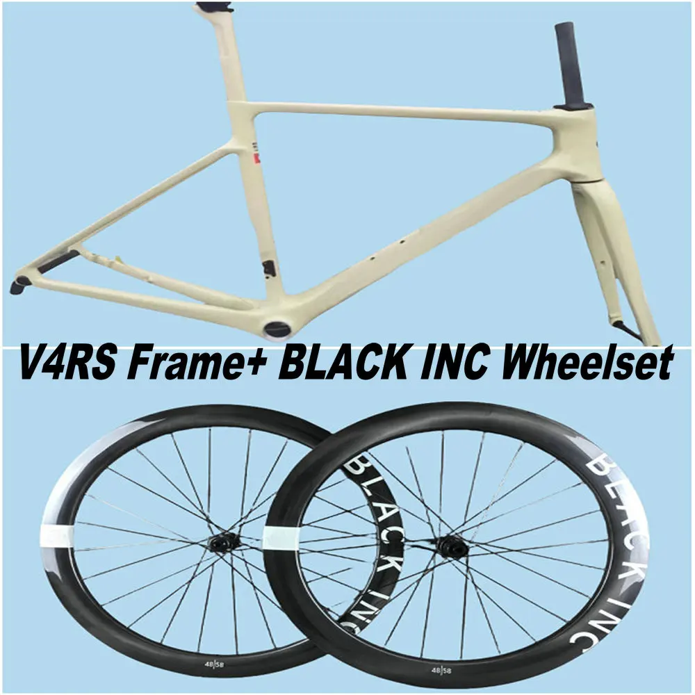 World Champion V4RS Carbon Bike Frame Road Framekit Disc with Handlebar and 50mm Carbon Wheelset RVWO White