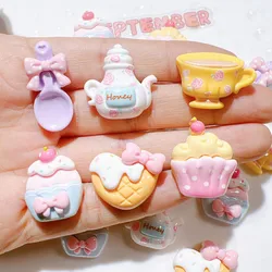 20Pcs Cartoon Teapot Cake Resin Jewelry Bracelet Hair Clip Crafts Accessories DIY Storage Box Pencil Case Water Cup Decor Patch