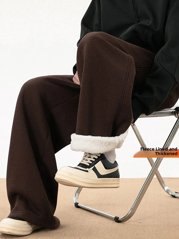 

Мужские зимние утепленные брюки прямого кроя с флисовой подкладкой, в американском ретро-стиле, с эластичным поясом, свободного кроя, длинные.