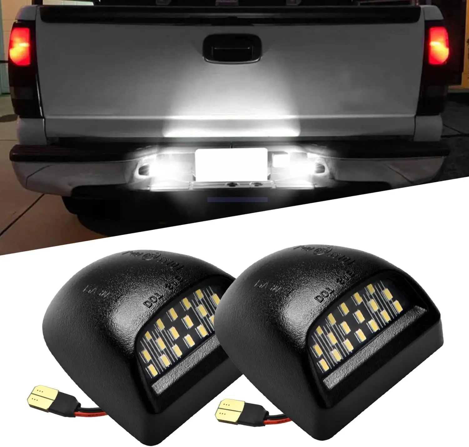 

Full LED License Plate Light for Cadillac Escalade Tag Light for Chevy Silverado 1500 2500 3500 Suburban Tahoe GMC Sierra 1500 2