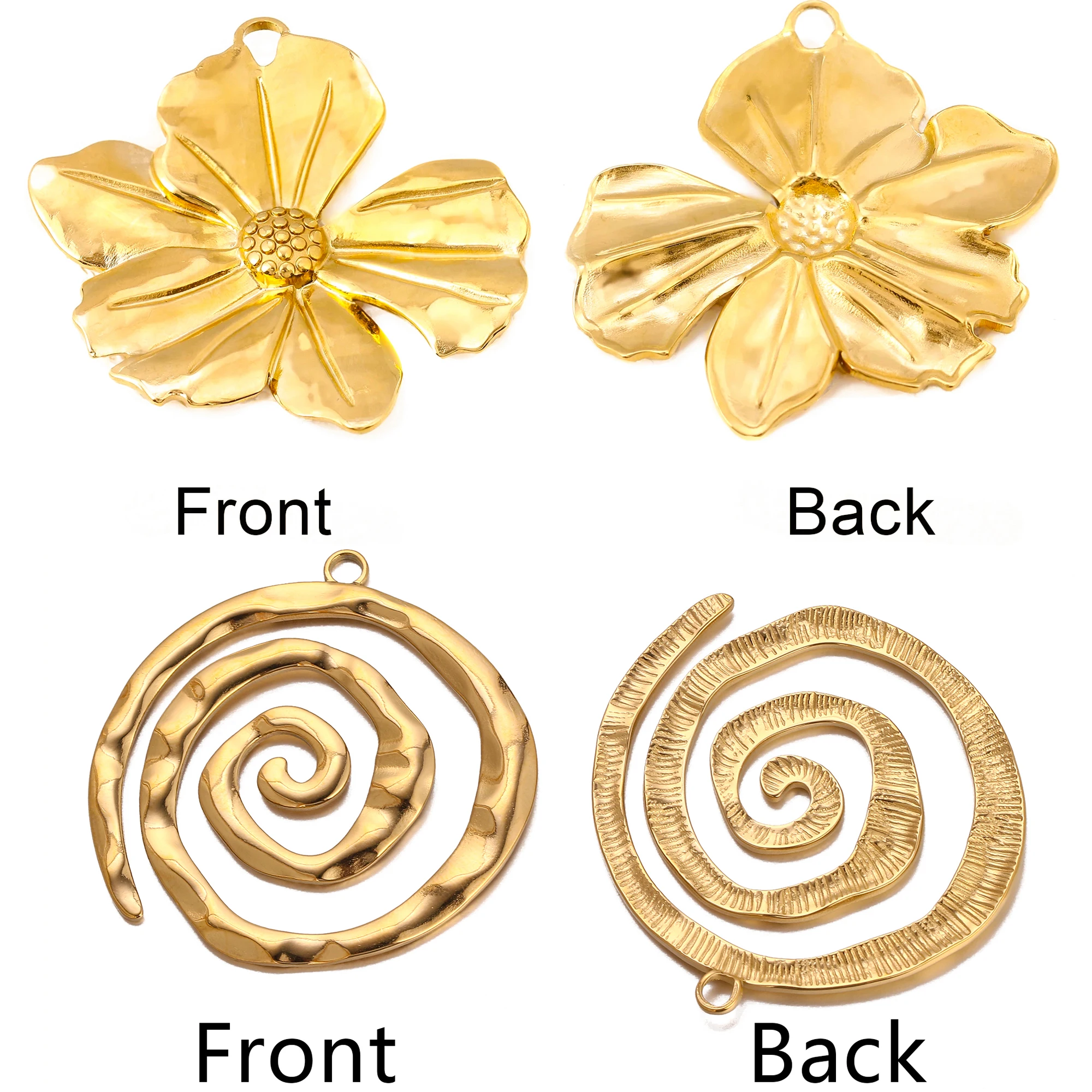3Pcs/Lot Large Stainless Steel Flower Charms Circle Spiral Vortex Swirl Pendant Jewelry Making Supplies for Diy Jewelry Findings